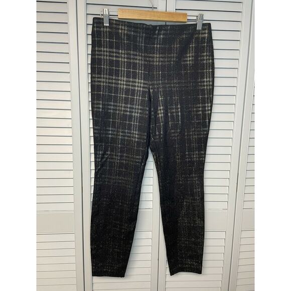 Maison Jules pull on pants black gold plaid womens size large - Picture 1 of 4
